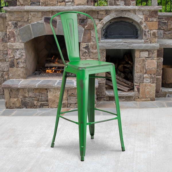 Flash Furniture Distressed Green Metal Stool ET-3534-30-GN-GG